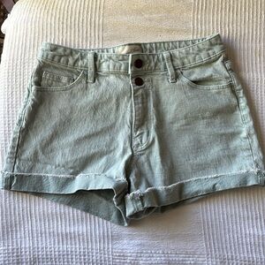 Mint green jean shorts